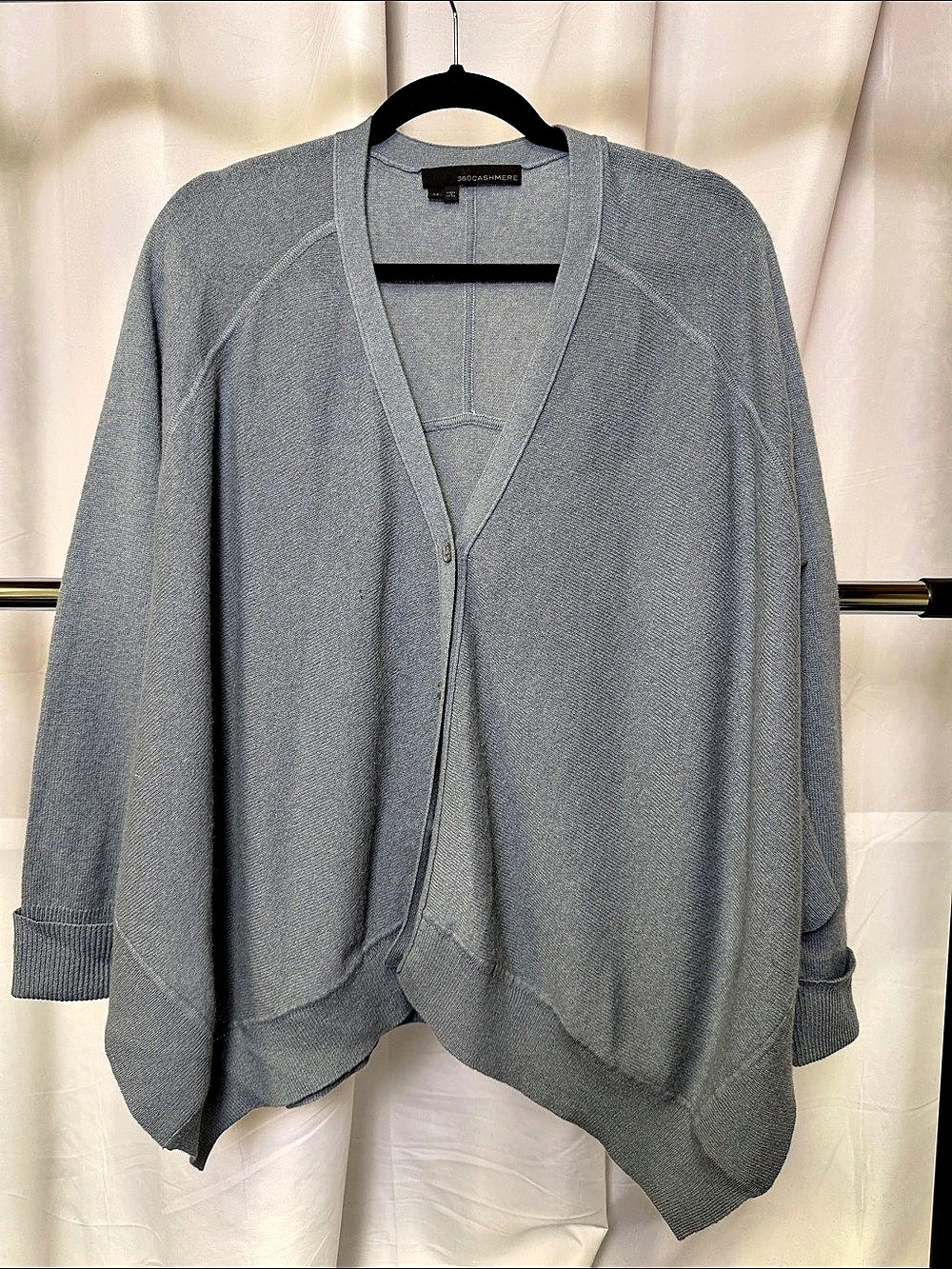 360 Cashmere women’s Cardigan with asymmetrical hem light blue Gray Size Medium